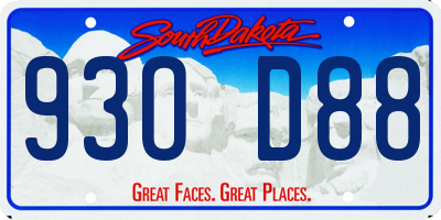 SD license plate 93OD88