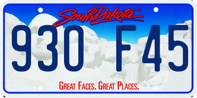 SD license plate 93OF45