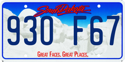 SD license plate 93OF67