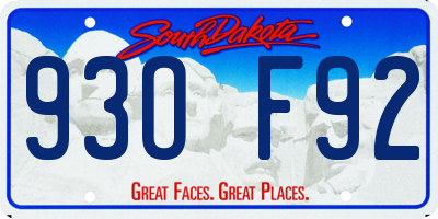 SD license plate 93OF92