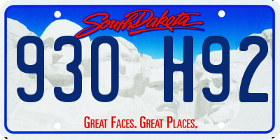 SD license plate 93OH92