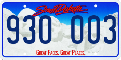 SD license plate 93OO03