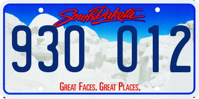 SD license plate 93OO12
