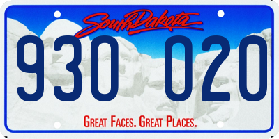 SD license plate 93OO20