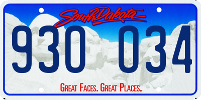 SD license plate 93OO34