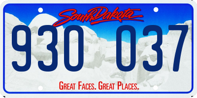 SD license plate 93OO37