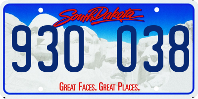 SD license plate 93OO38