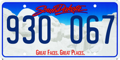 SD license plate 93OO67