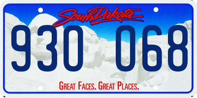 SD license plate 93OO68