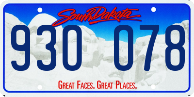 SD license plate 93OO78