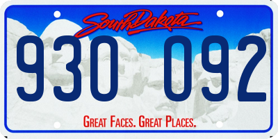 SD license plate 93OO92