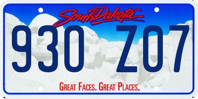 SD license plate 93OZ07