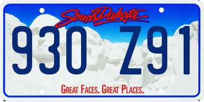 SD license plate 93OZ91