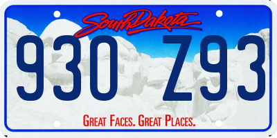 SD license plate 93OZ93