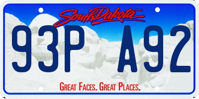 SD license plate 93PA92