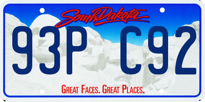 SD license plate 93PC92