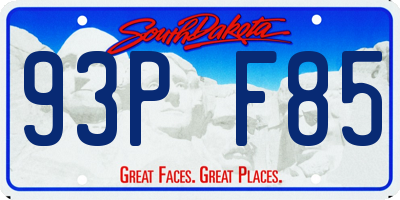 SD license plate 93PF85