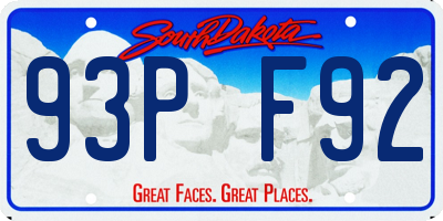 SD license plate 93PF92