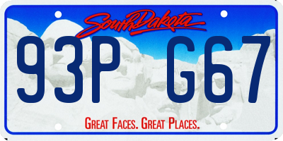 SD license plate 93PG67