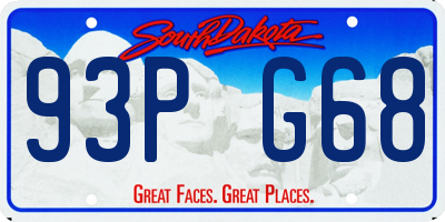 SD license plate 93PG68