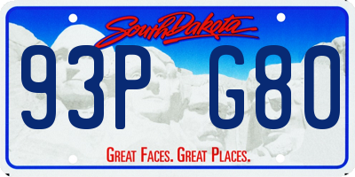 SD license plate 93PG80