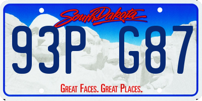 SD license plate 93PG87