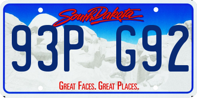 SD license plate 93PG92