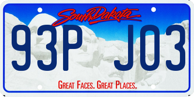 SD license plate 93PJ03