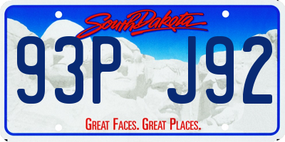 SD license plate 93PJ92
