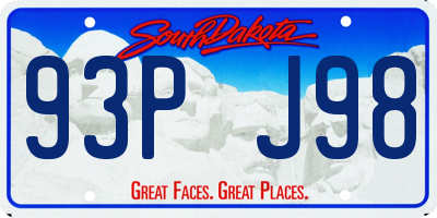 SD license plate 93PJ98