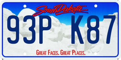 SD license plate 93PK87