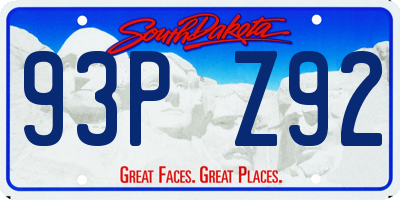 SD license plate 93PZ92