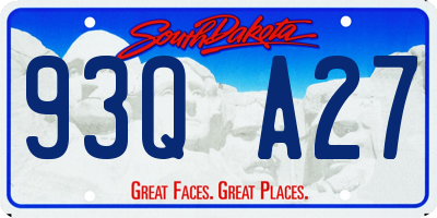 SD license plate 93QA27