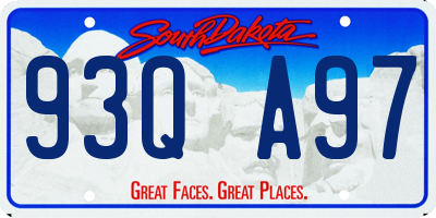 SD license plate 93QA97
