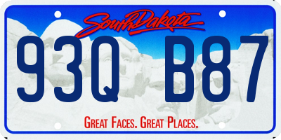 SD license plate 93QB87