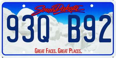 SD license plate 93QB92