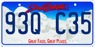 SD license plate 93QC35