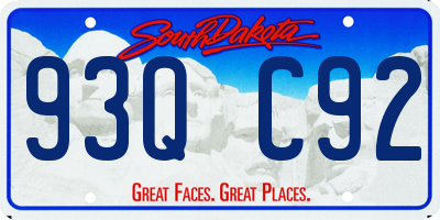 SD license plate 93QC92
