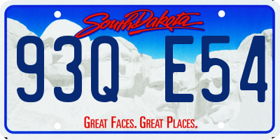 SD license plate 93QE54