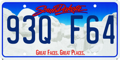 SD license plate 93QF64
