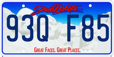 SD license plate 93QF85