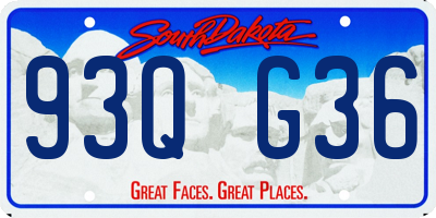 SD license plate 93QG36