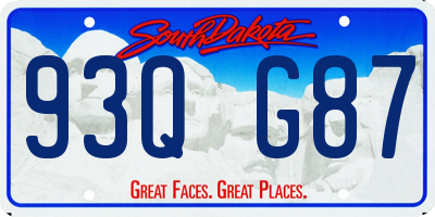 SD license plate 93QG87