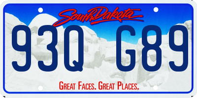 SD license plate 93QG89