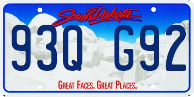 SD license plate 93QG92