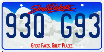 SD license plate 93QG93