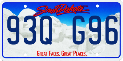 SD license plate 93QG96