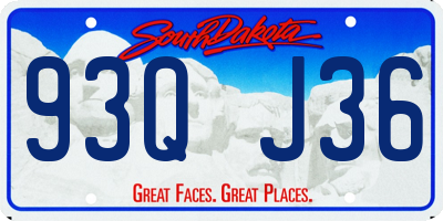 SD license plate 93QJ36