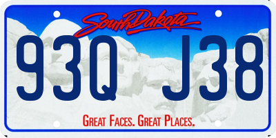 SD license plate 93QJ38