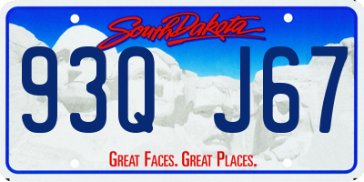 SD license plate 93QJ67